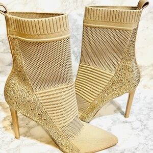 Steve Madden Stiletto Maxwelle  Glitter Boots Sock Pull On  Sz 10 M. NWOT #B-157